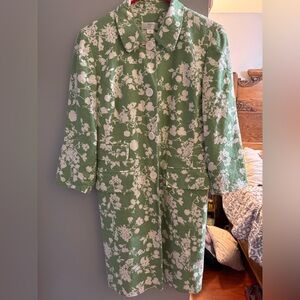 LOFT Green Floral Women’s Button Up Pea Coat